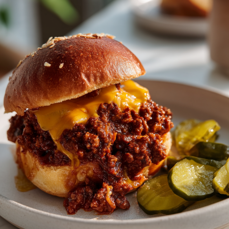Crockpot Sloppy Joes with Cheese