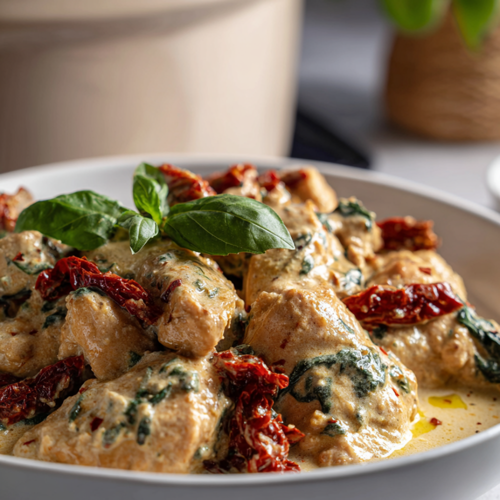Crockpot Tuscan Chicken-bowl