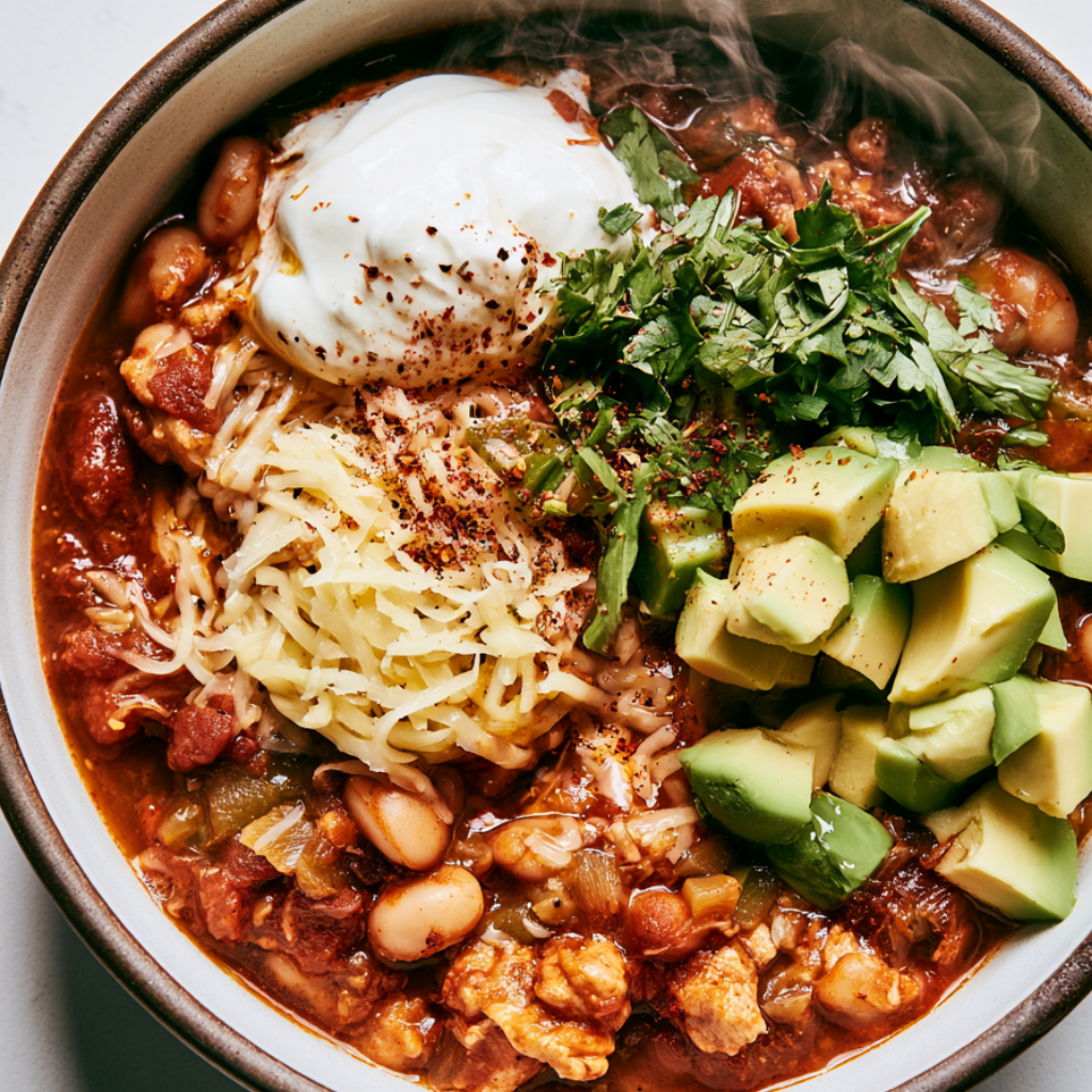 Ground Turkey Chili Crockpot- toppings
