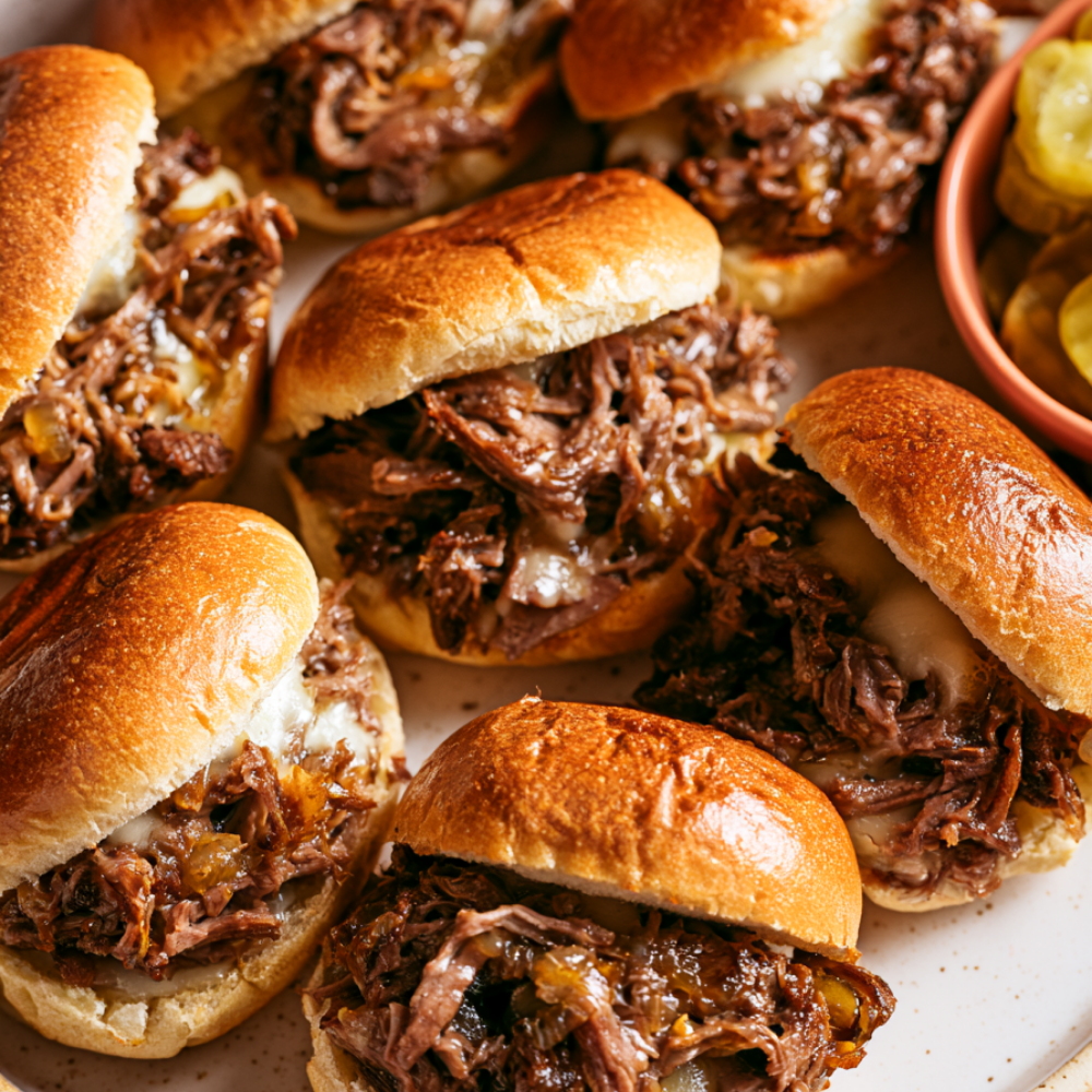 Hot Beef Sandwiches Crockpot Style With Italian Beef - Mini Sandwiches