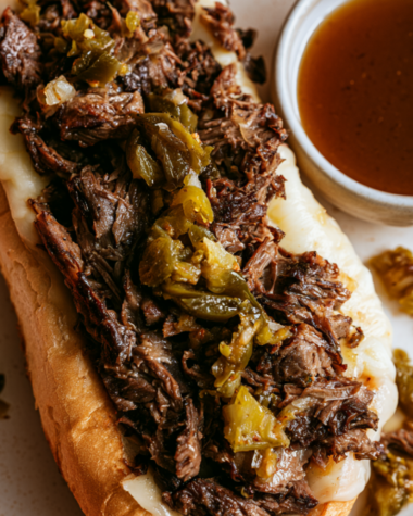 Hot Beef Sandwiches Crockpot Style With Italian Beef - closeup