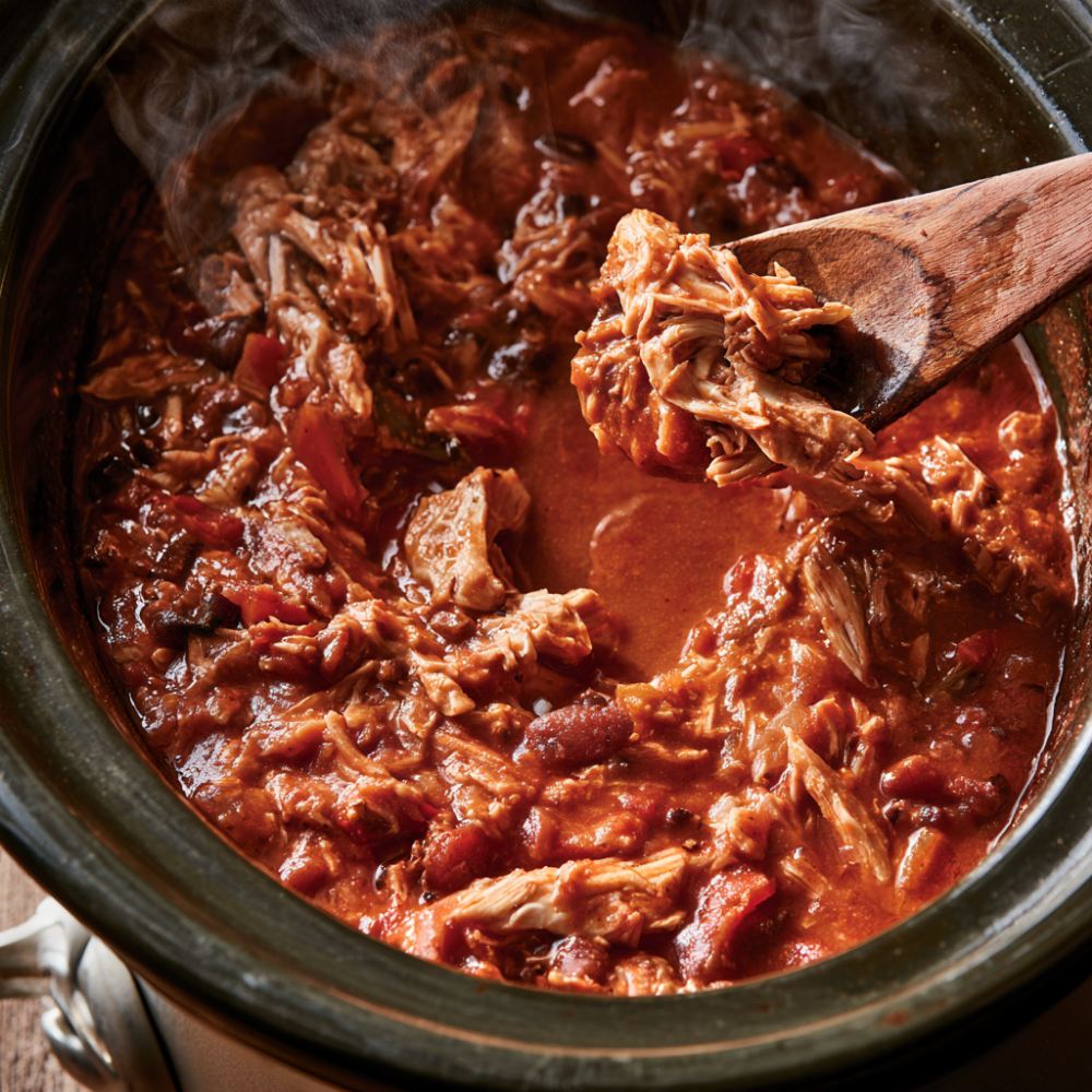 Red Crockpot Chicken Chili Slow Cooker