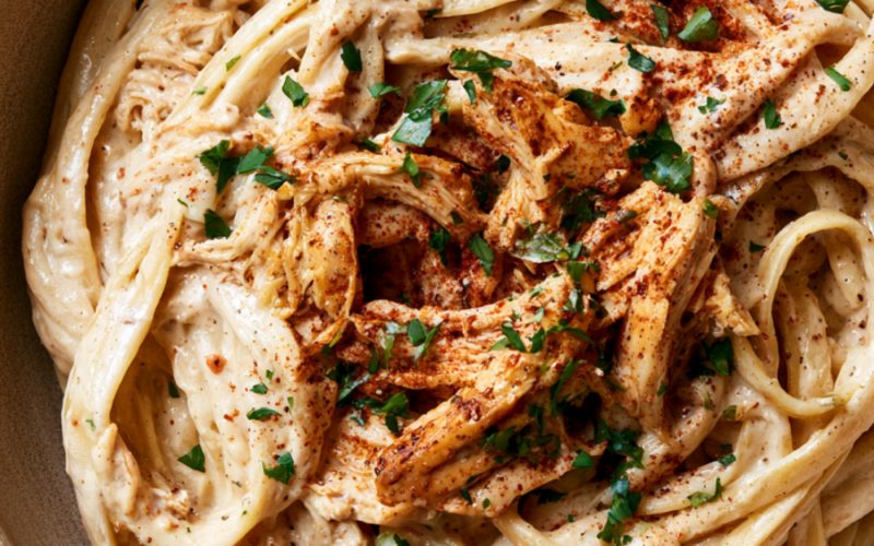 cajun chicken pasta crockpot-served