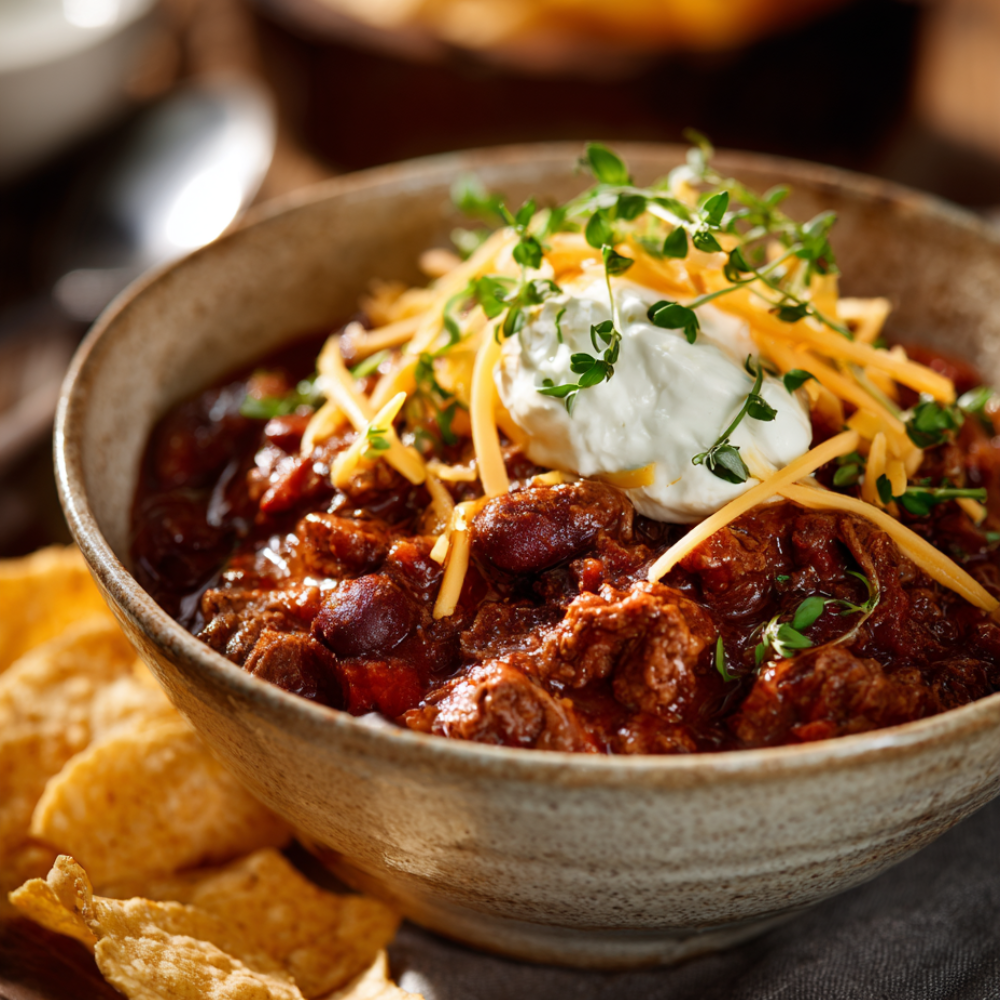 crockpot beef chili recipe-bowl