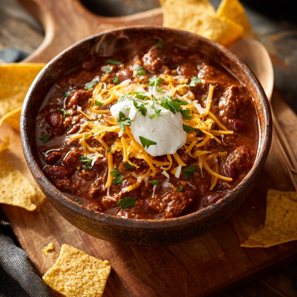 crockpot beef chili recipe-serving idea