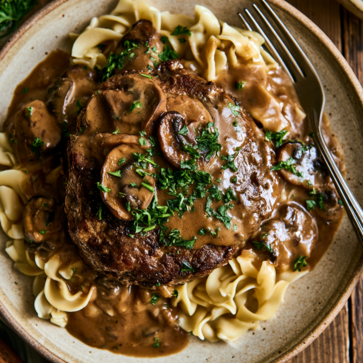 crockpot cube steak over egg noodles