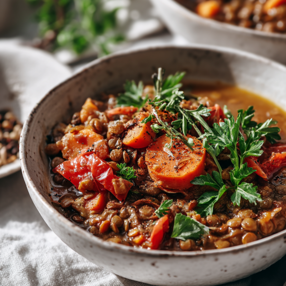 crockpot lentil soup - bowl
