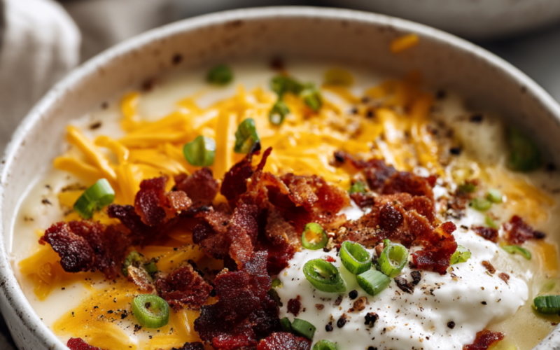 loaded potato soup crockpot-bowl