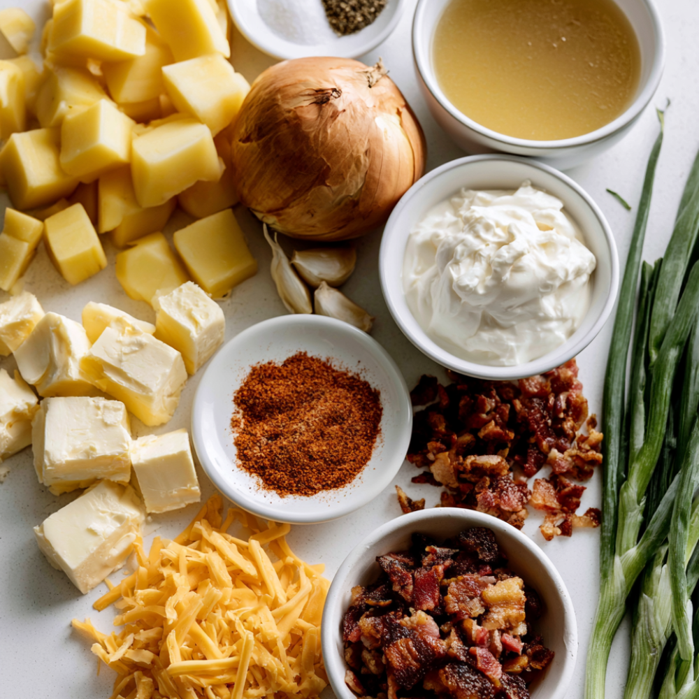 loaded potato soup crockpot-ingredients