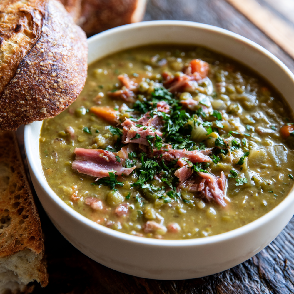 split pea soup crockpot-bowl