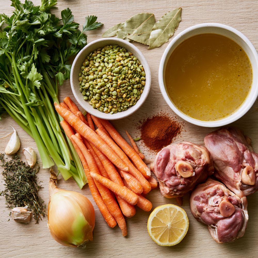 split pea soup crockpot-ingredients